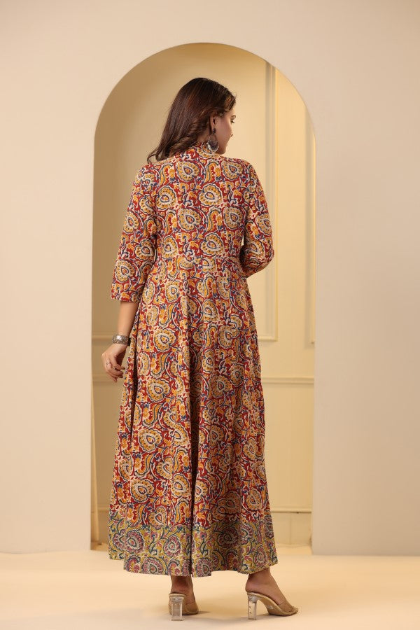 Maroon Kalamkari concept Handworked Gown