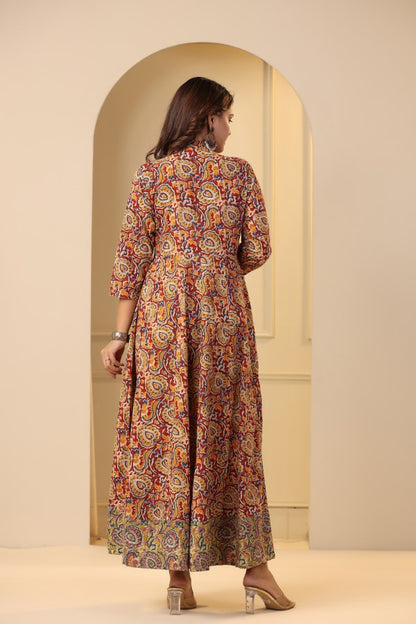 Maroon Kalamkari concept Handworked Gown