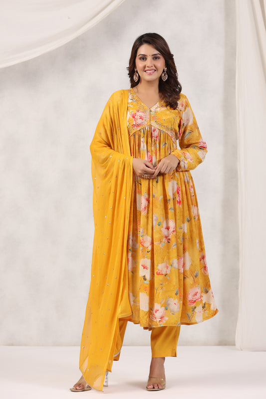 Handworked Alia-Cut Anarkali Kurta Suit Set