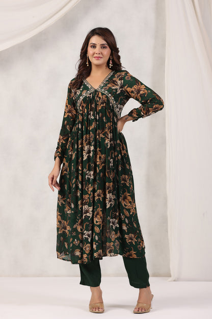 Handworked Alia-Cut Anarkali Kurta Suit Set