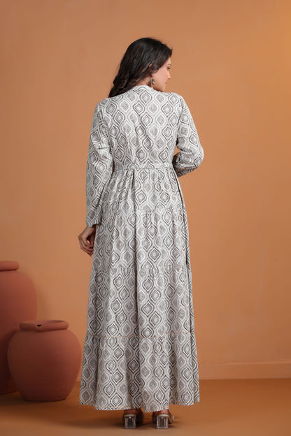 Peanut Brown Mirror-Work Flair Gown