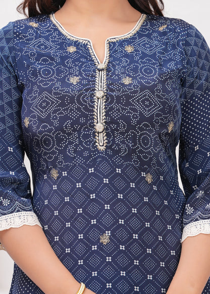 Midnight Blue Handwork 3-Pcs Suit Set