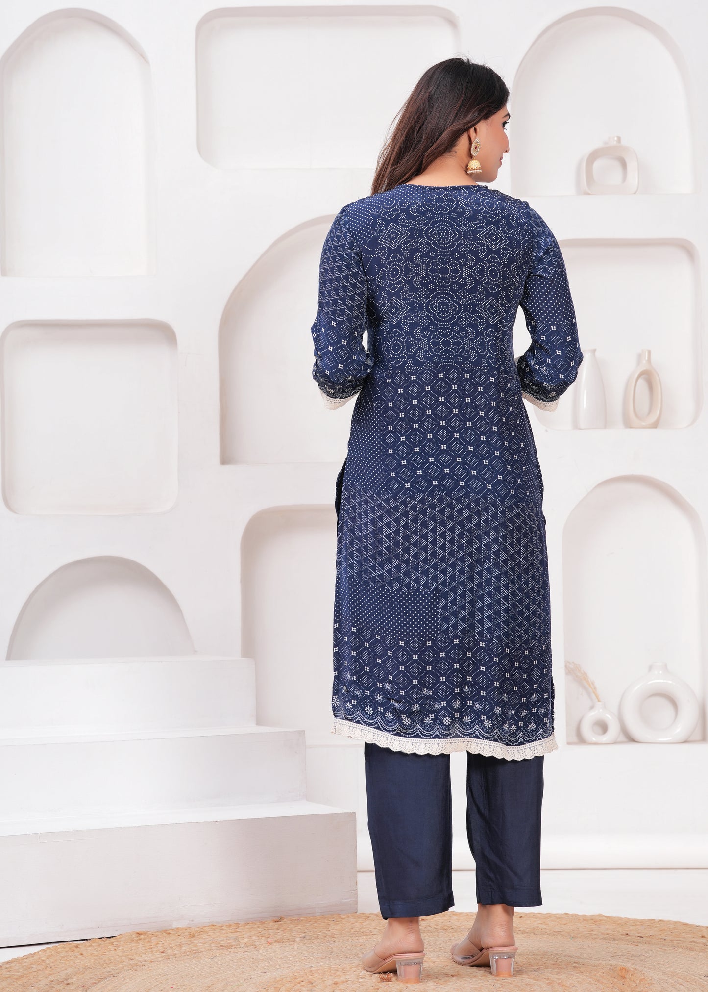 Midnight Blue Handwork 3-Pcs Suit Set