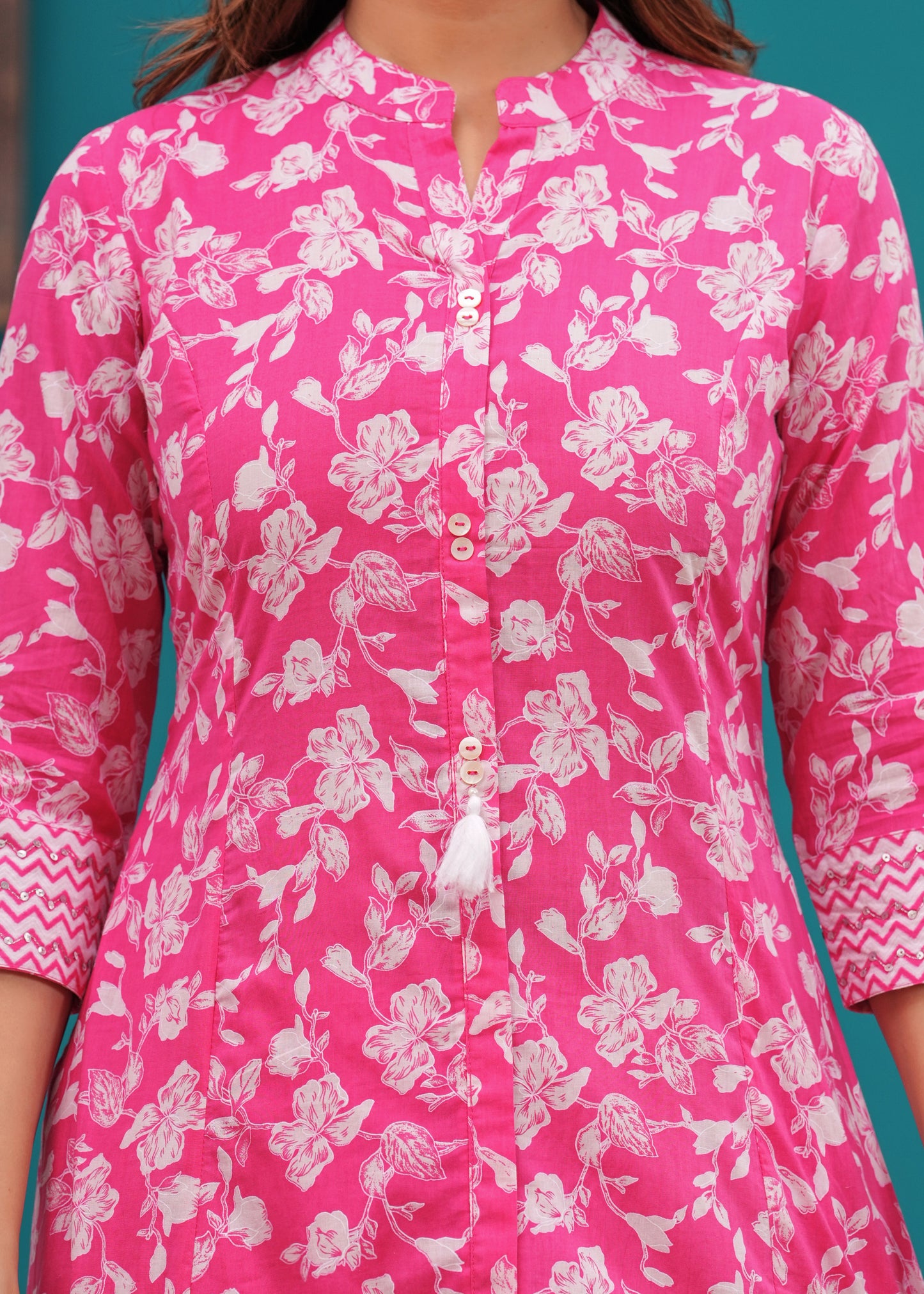 Bright Pink A-Line 3-Pcs Suit Set