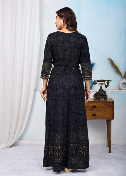 Black Handwork Flair Gown