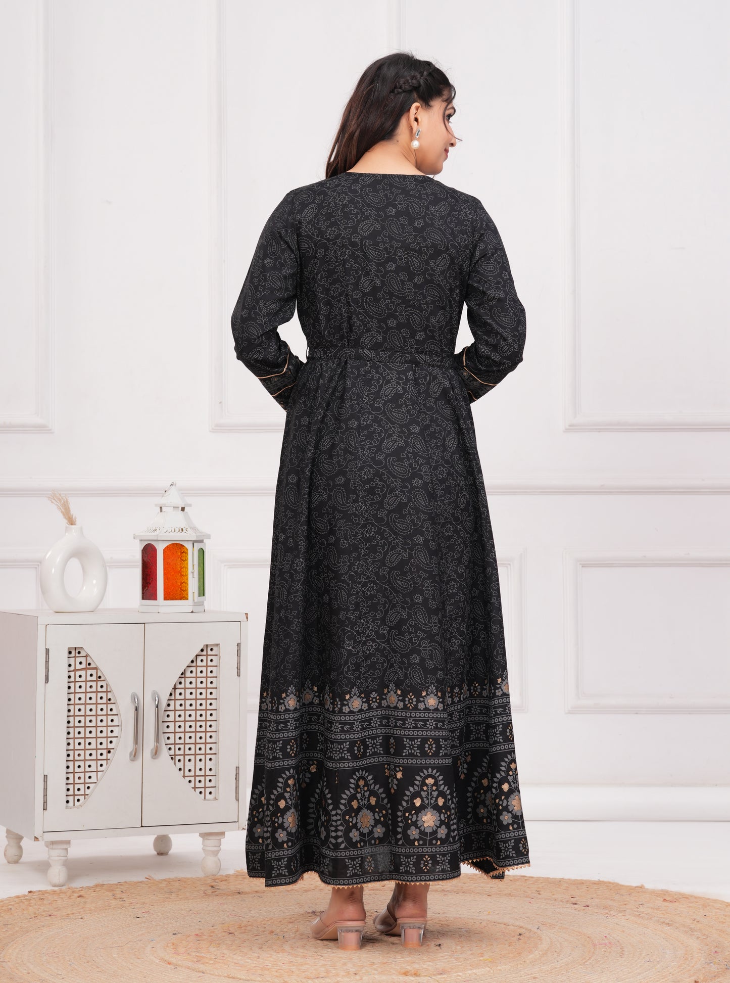 Black Handwork Flair Gown