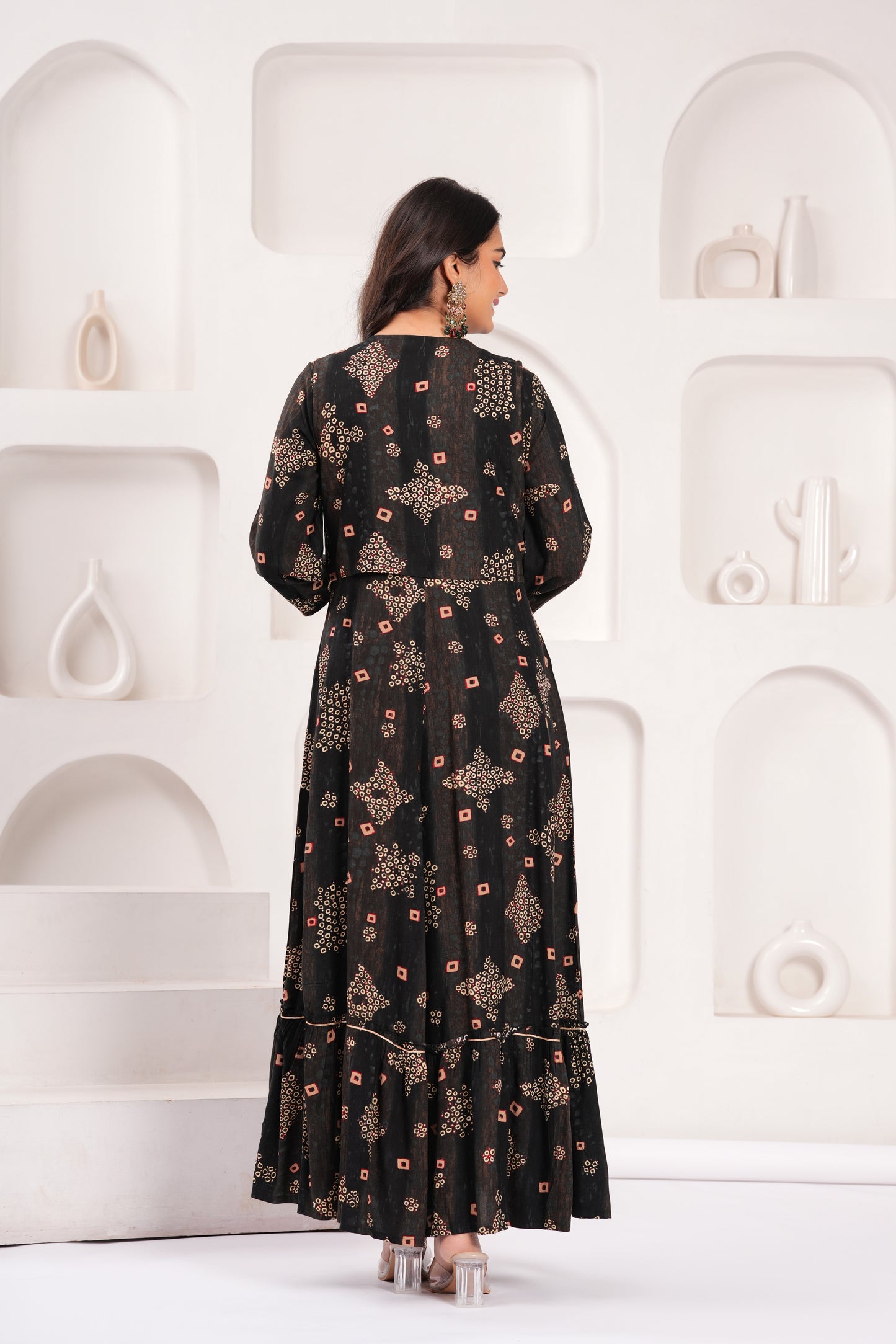 Obsidian Black Embroidered Jacket Gown