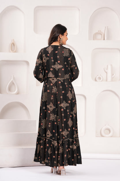 Obsidian Black Embroidered Jacket Gown