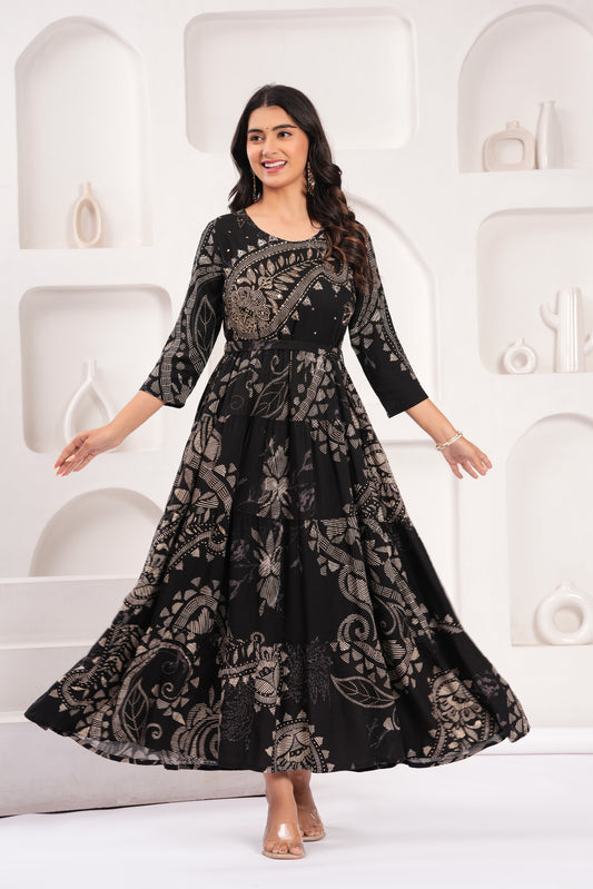 Obsidian Black Shahi Buta Handwork Gown