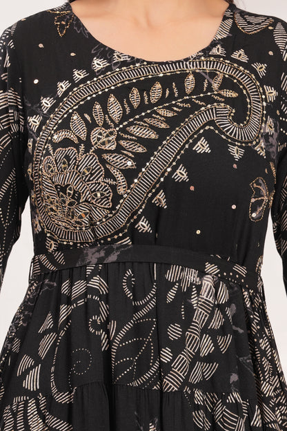 Obsidian Black Shahi Buta Handwork Gown