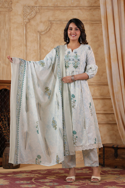 Mughal Butta Cotton Handwork 3-Pcs Suit Set