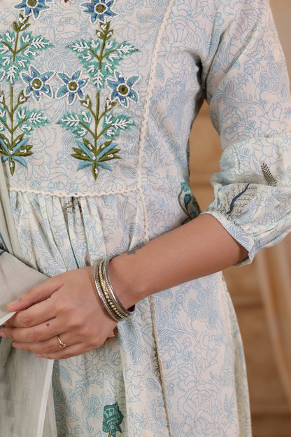 Mughal Butta Cotton Handwork 3-Pcs Suit Set