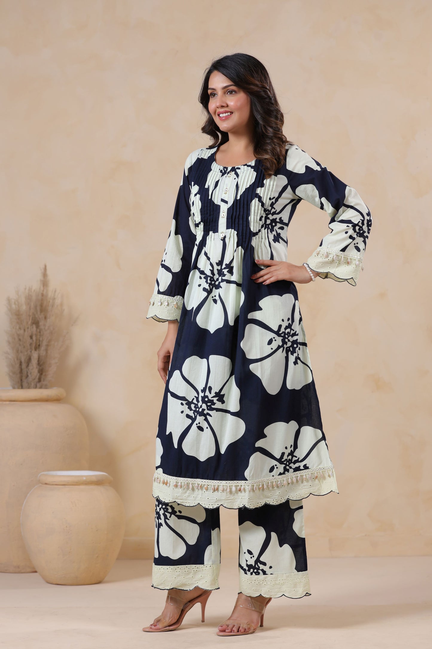 Midnight Blue Pleated Co-ord Set