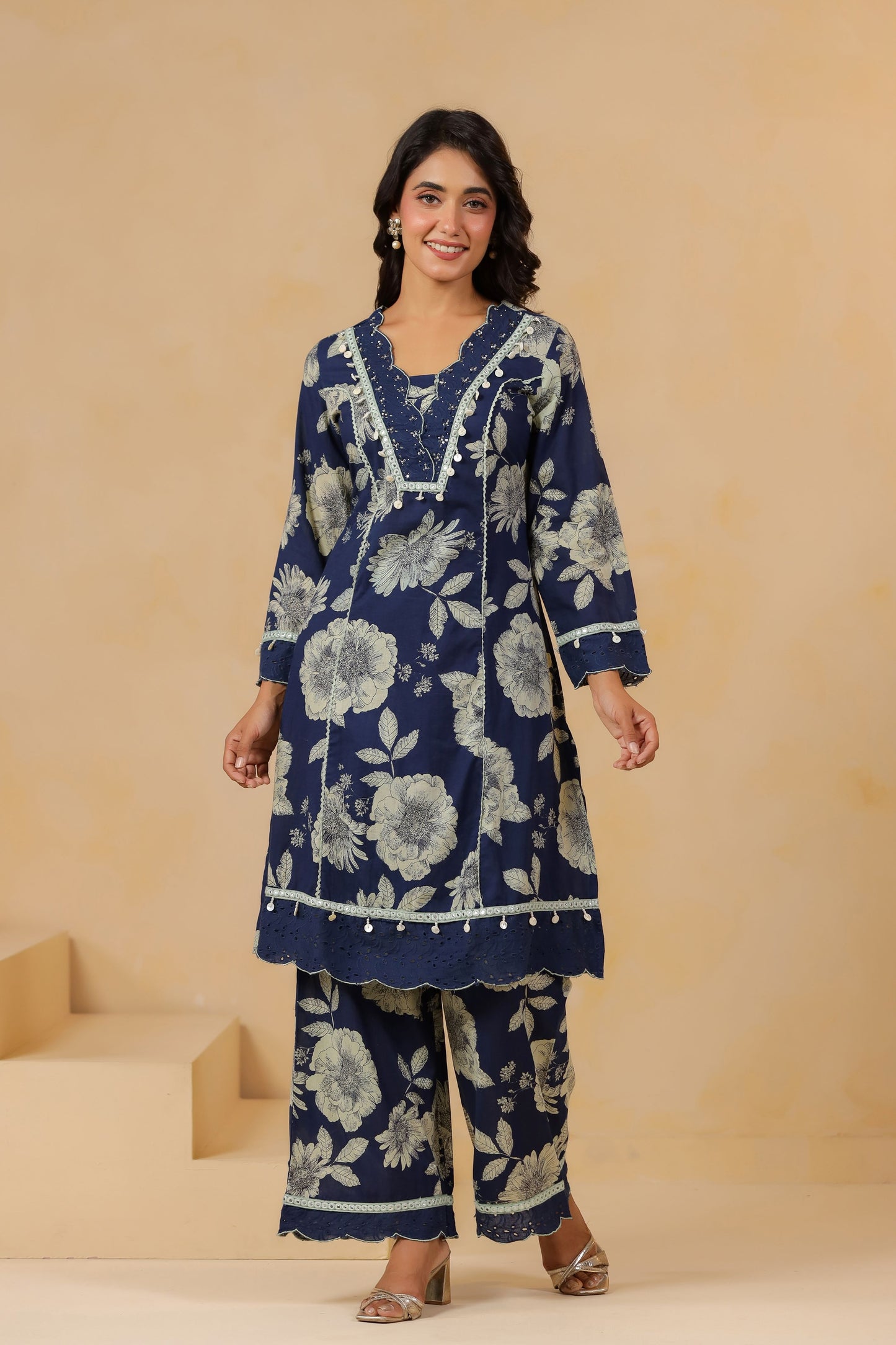 Deep Blue Handwork Co-ord Set