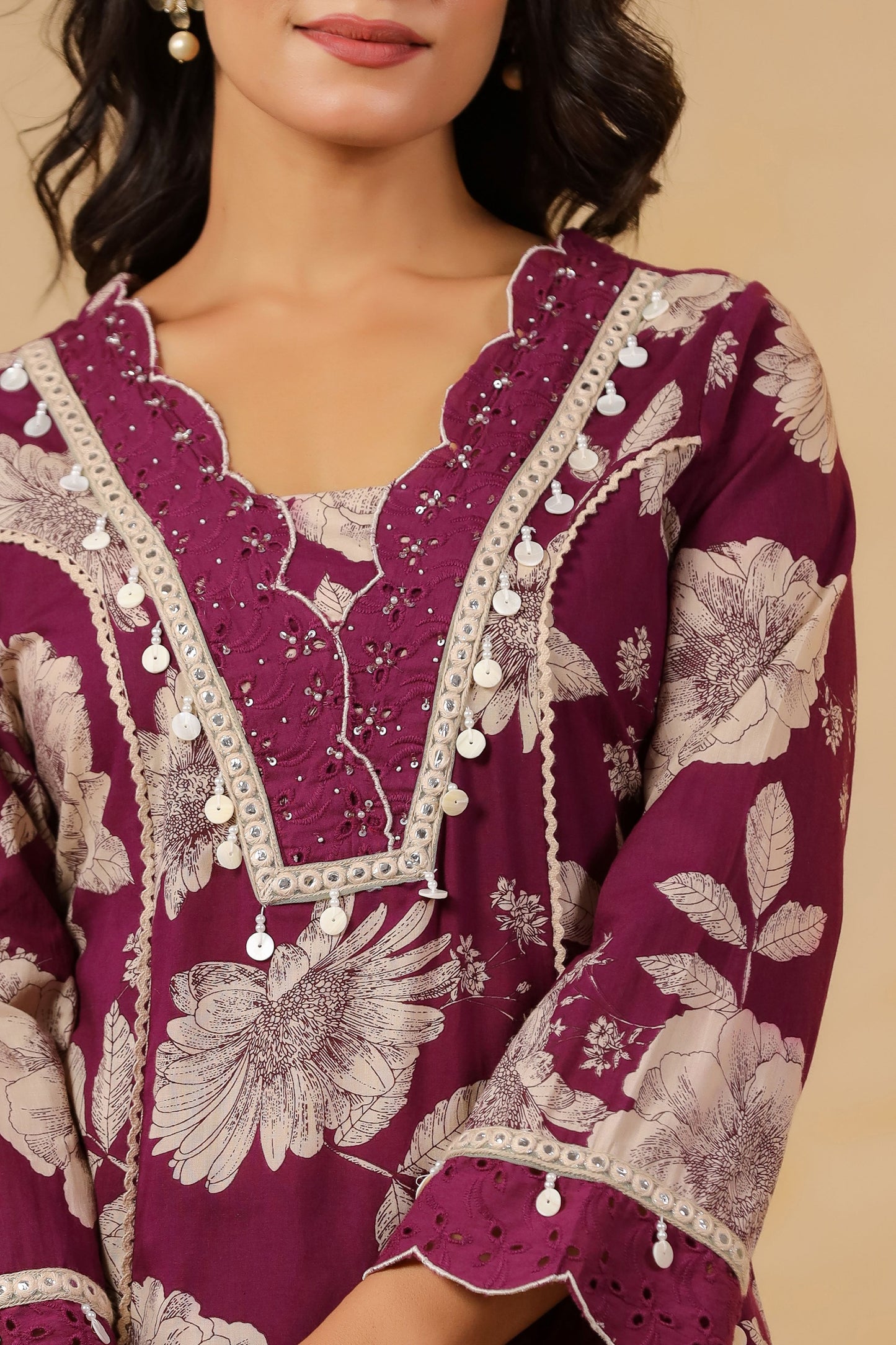 Deep Purple Handwork Co-ord Set