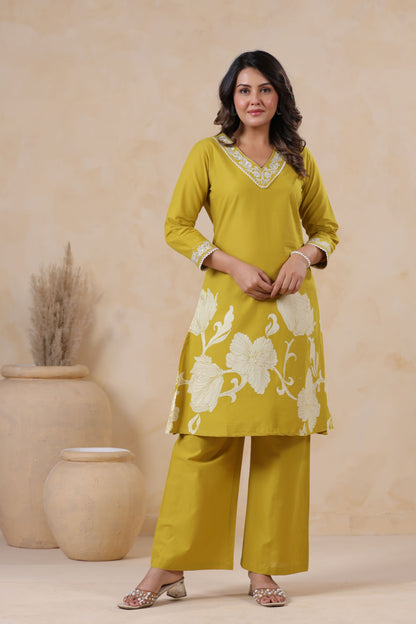 Fusion Green Floral Printed Co-ord Set