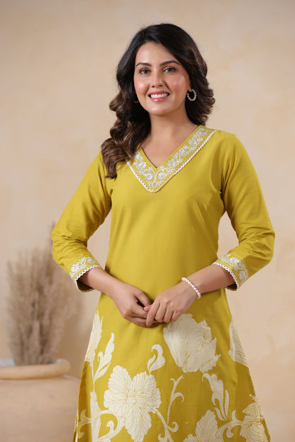 Fusion Green Floral Printed Co-ord Set