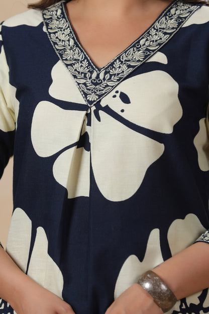 Peacock Blue Floral Printed Co-ord Set