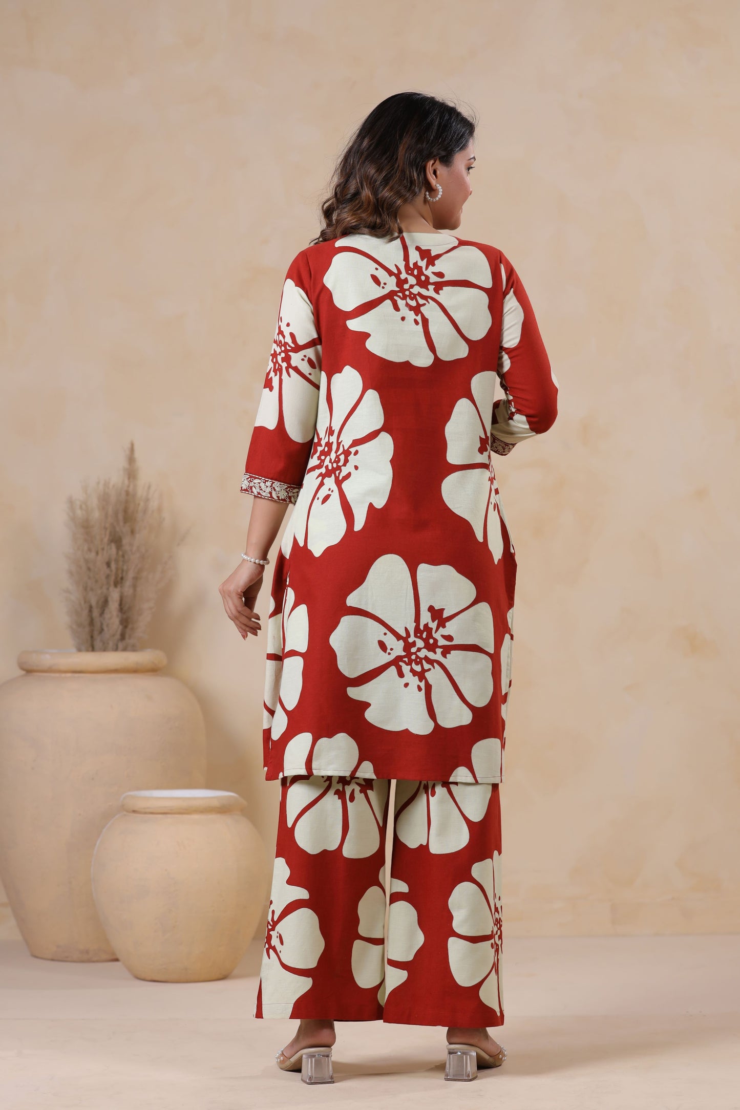 Garnet Red Floral Printed Co-ord Set