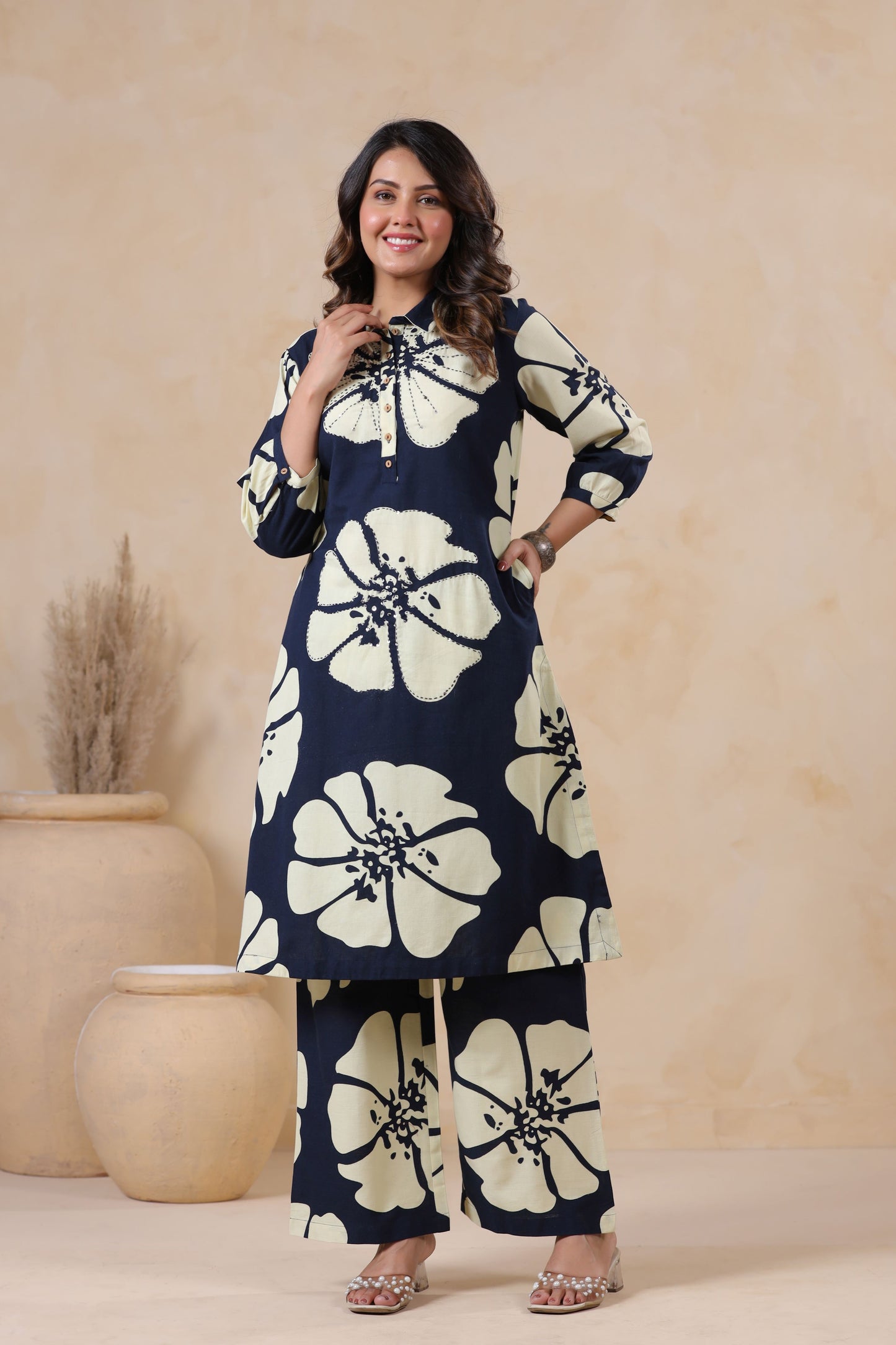 Peacock Blue Handwork Co-ord Set