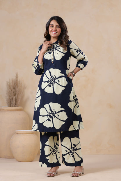 Peacock Blue Handwork Co-ord Set