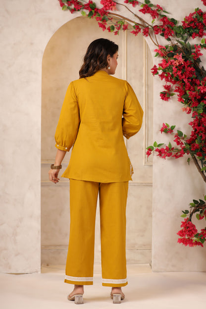 Mustard Yellow Embroidered Co-ord Set