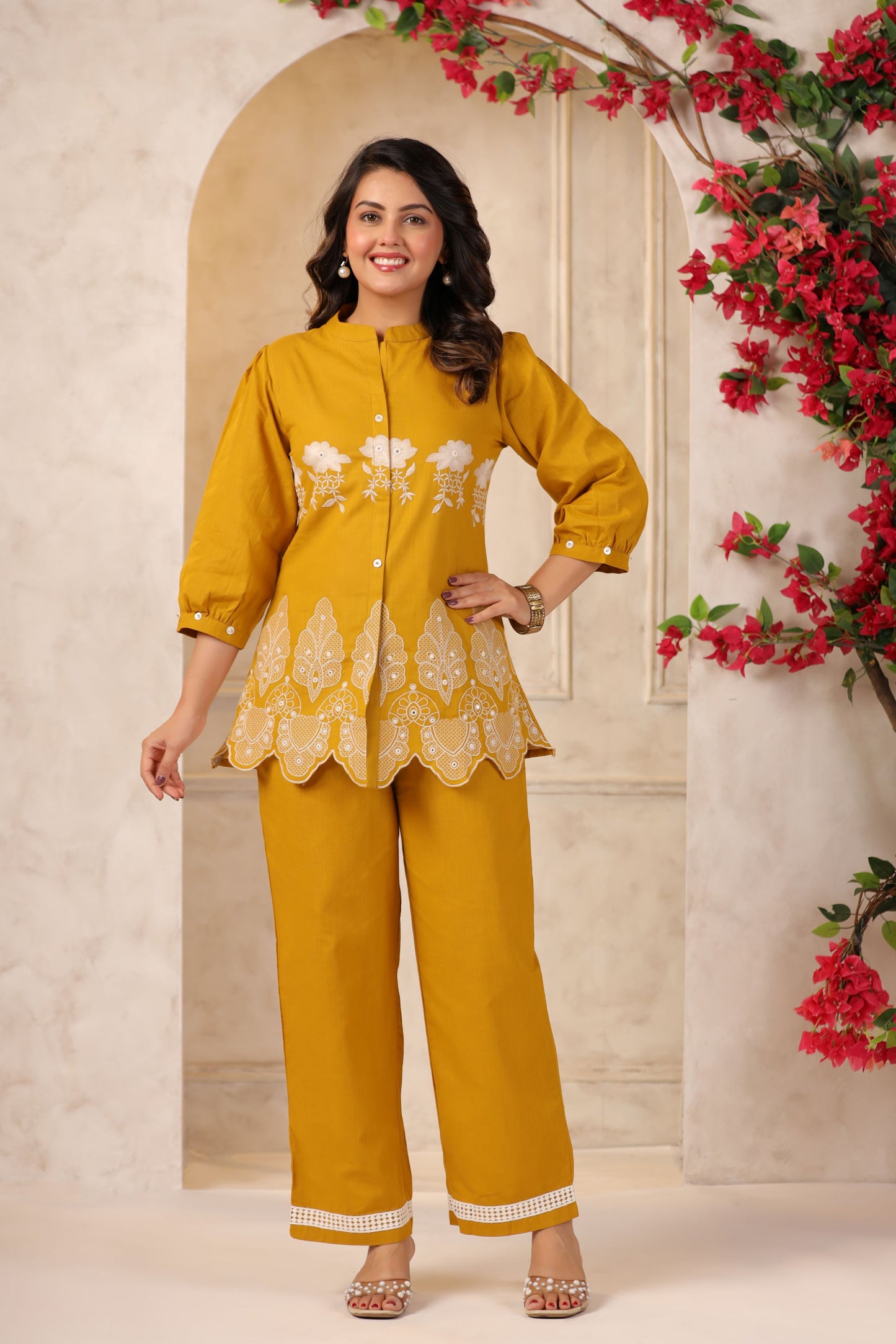 Mustard Yellow Embroidered Co-ord Set