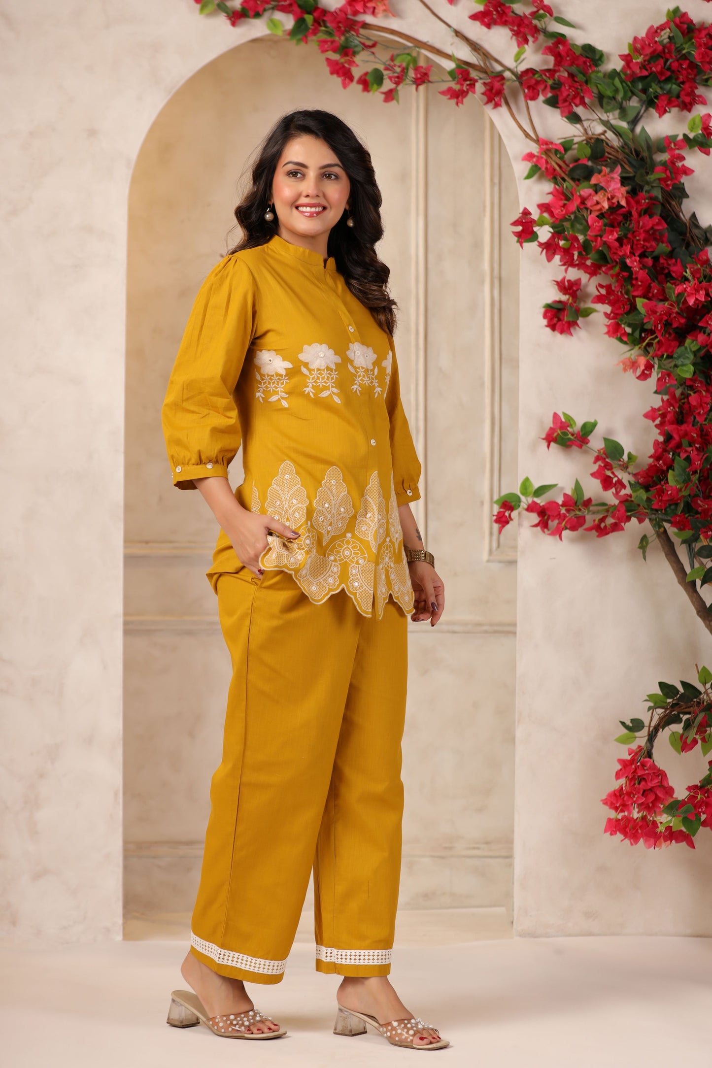 Mustard Yellow Embroidered Co-ord Set
