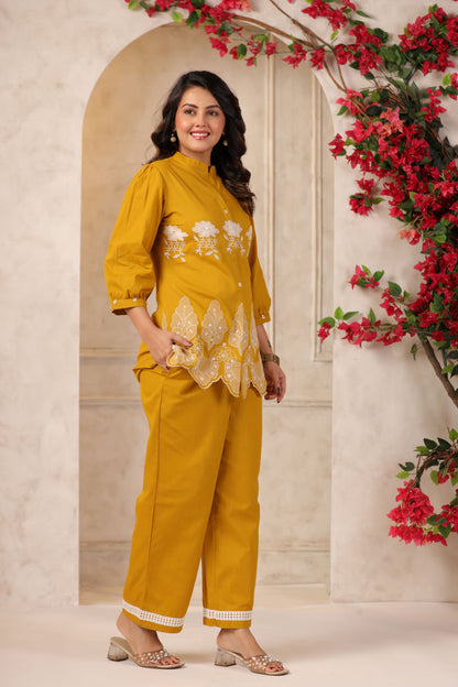 Mustard Yellow Embroidered Co-ord Set