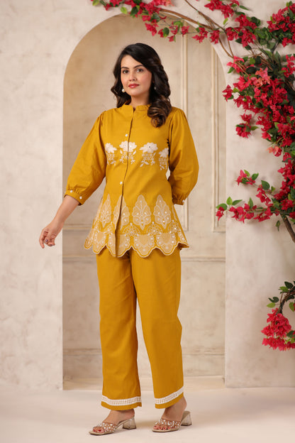 Mustard Yellow Embroidered Co-ord Set