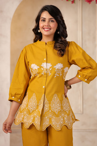 Mustard Yellow Embroidered Co-ord Set
