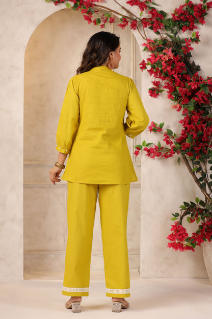 Lemon Green Embroidered Co-ord Set