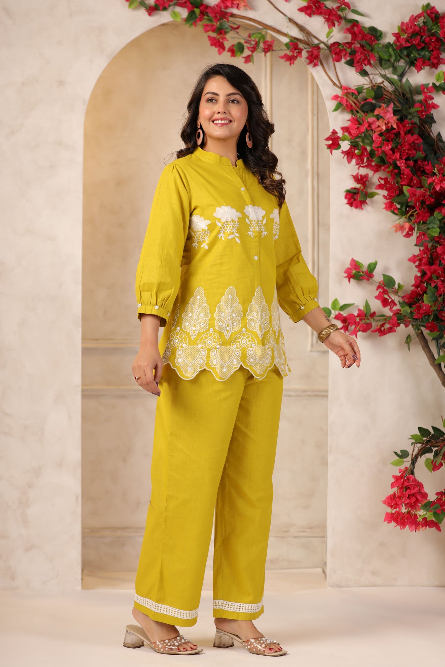 Lemon Green Embroidered Co-ord Set