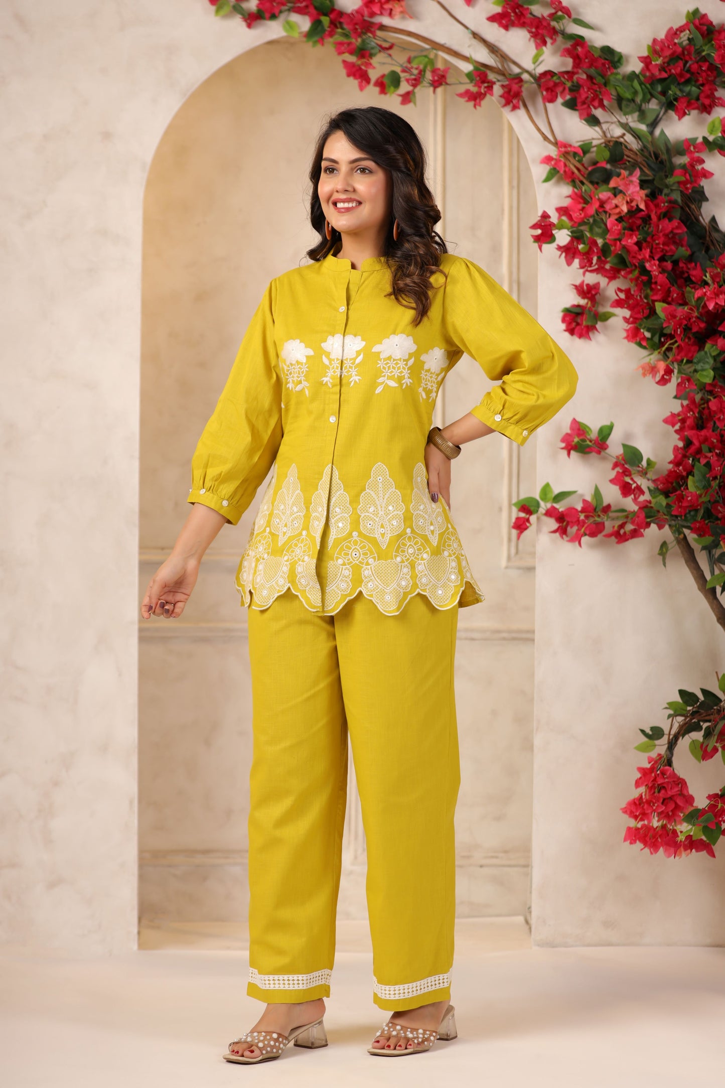 Lemon Green Embroidered Co-ord Set