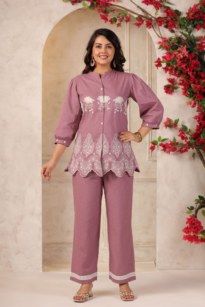 Lavender Embroidered Co-ord Set