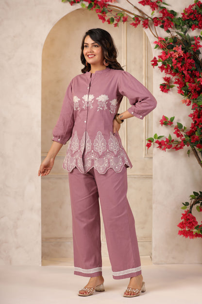 Lavender Embroidered Co-ord Set