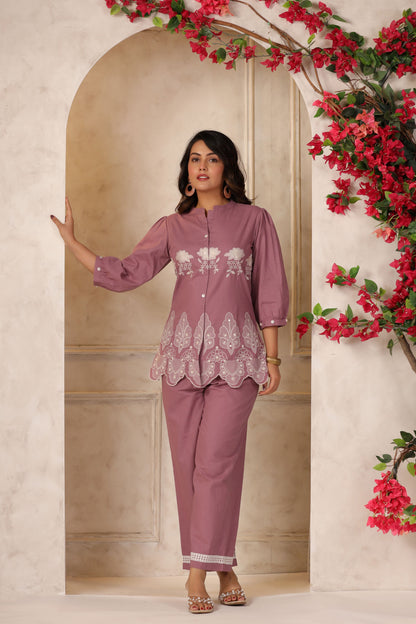 Lavender Embroidered Co-ord Set