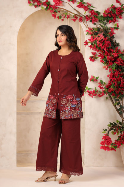 Grape Vine Embroidered Co-ord Set