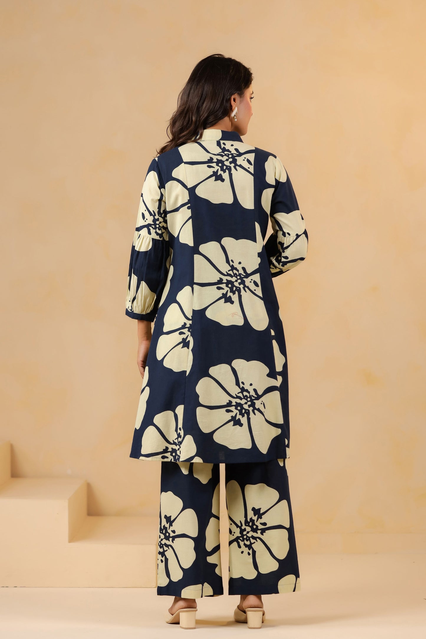 Peacock Blue Frill Pleat Co-ord Set