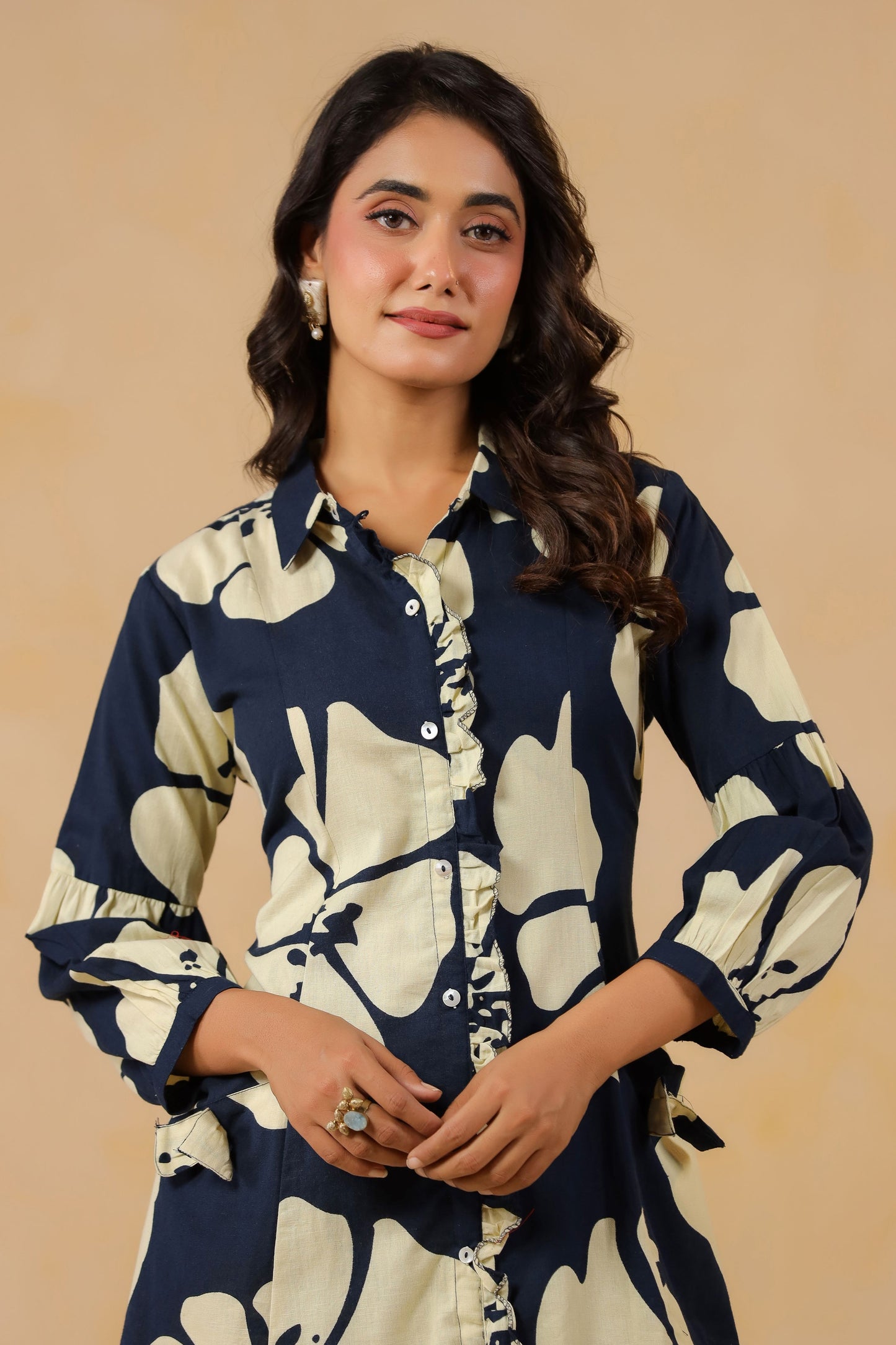 Peacock Blue Frill Pleat Co-ord Set