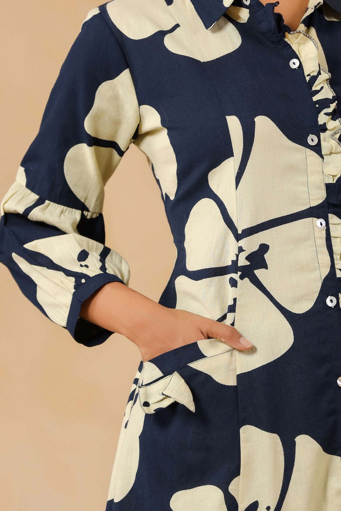 Peacock Blue Frill Pleat Co-ord Set