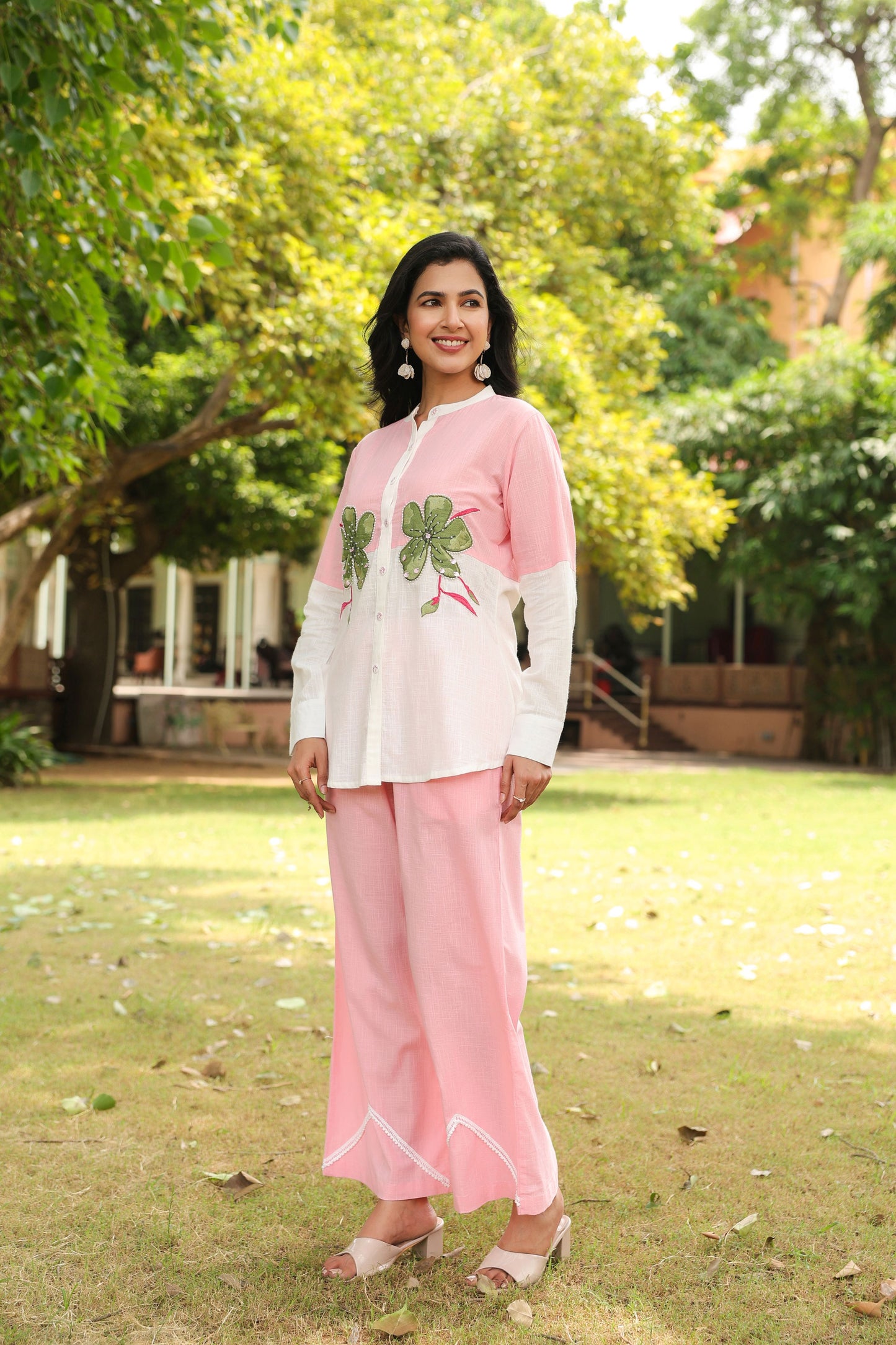 Baby Pink Applique Work Co-ord Set