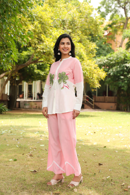 Baby Pink Applique Work Co-ord Set