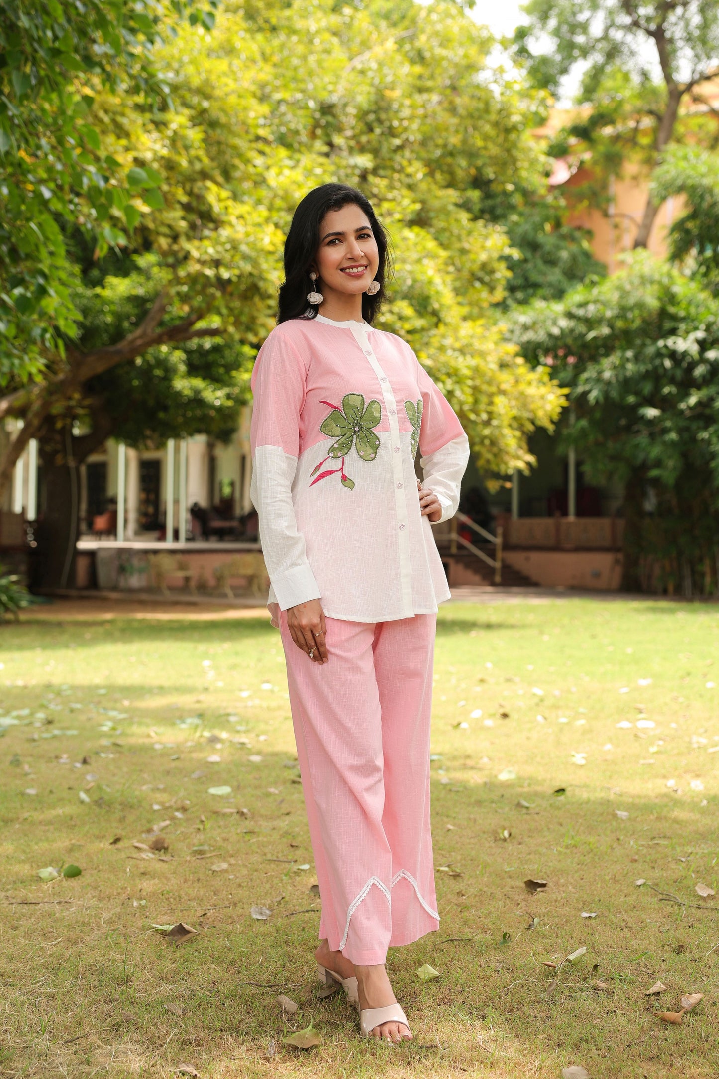 Baby Pink Applique Work Co-ord Set