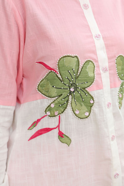 Baby Pink Applique Work Co-ord Set