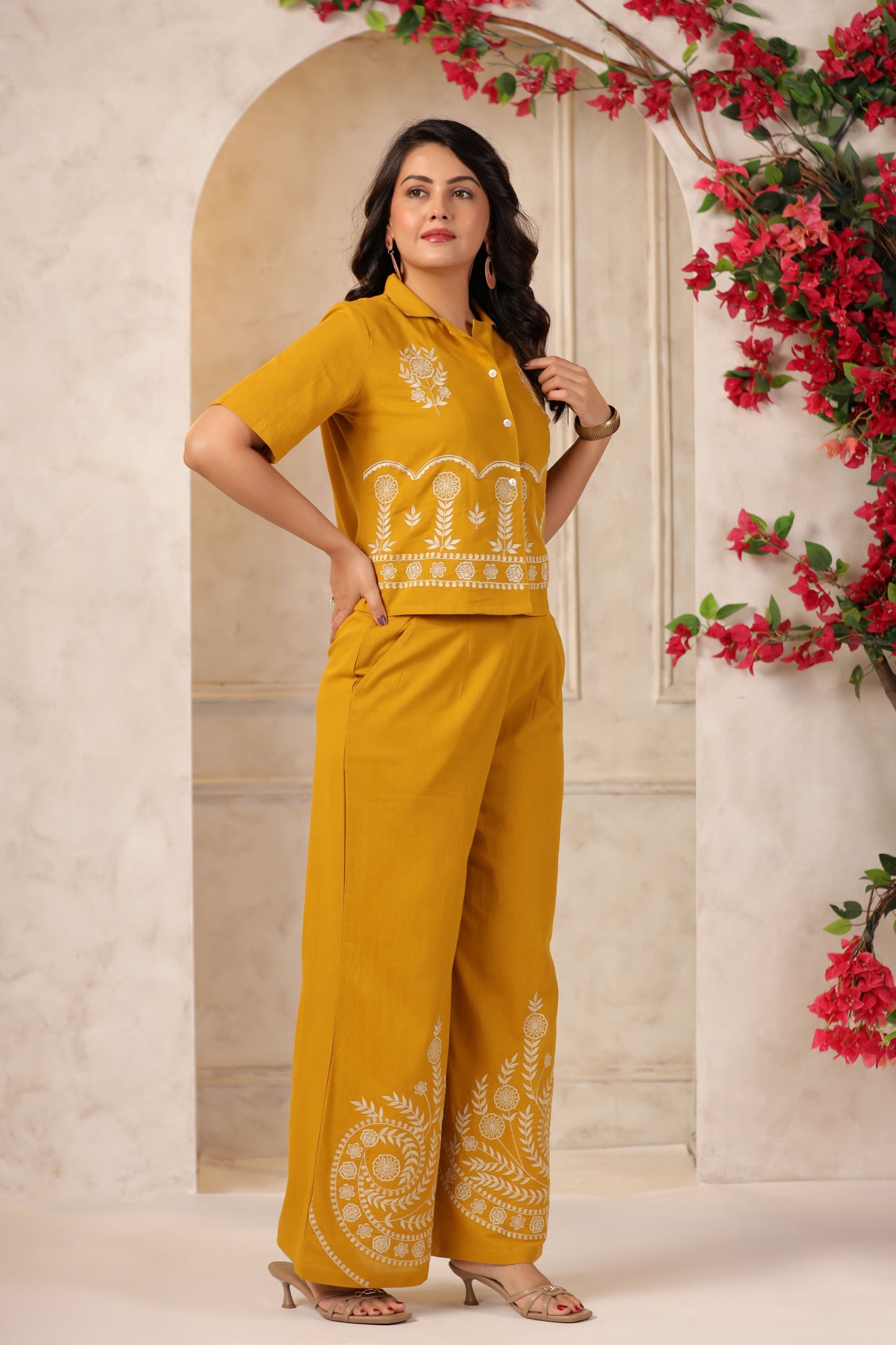Mustard Embroidered Co-ord Set