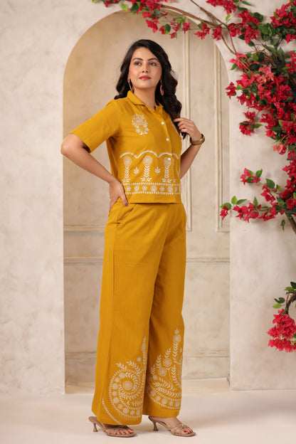 Mustard Embroidered Co-ord Set