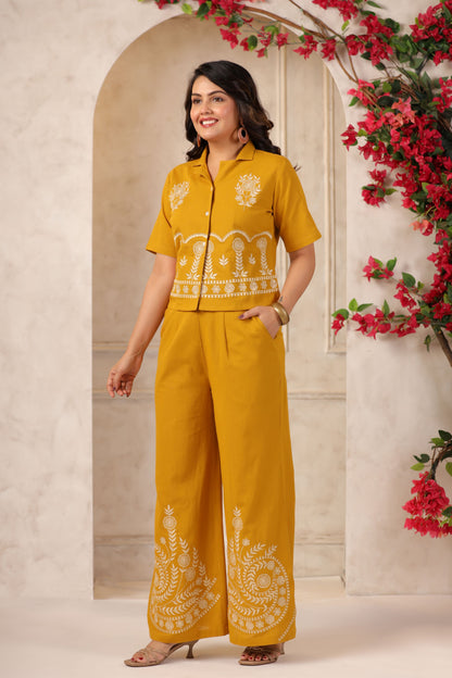 Mustard Embroidered Co-ord Set