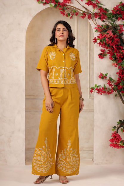 Mustard Embroidered Co-ord Set