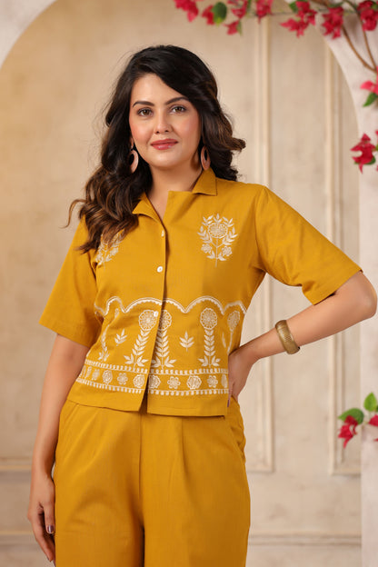 Mustard Embroidered Co-ord Set